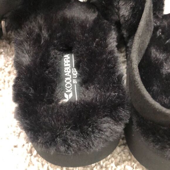 Koolaburra UGG Fuzz’d Out Black Sandal Women’s Size 7 - Picture 4 of 6